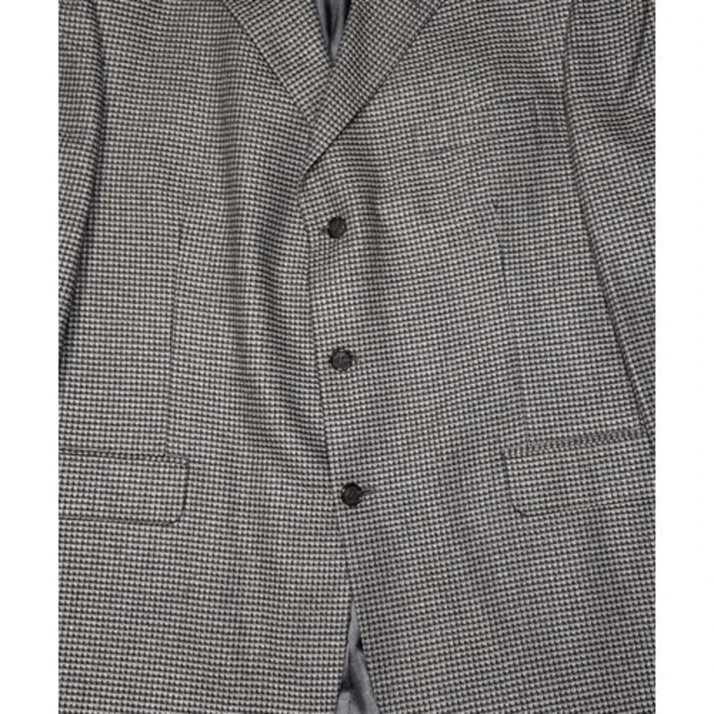 Norm Thompson‎ Mens Blazer 44L Gray Silk Wool Houndstooth Sport Coat NWT
